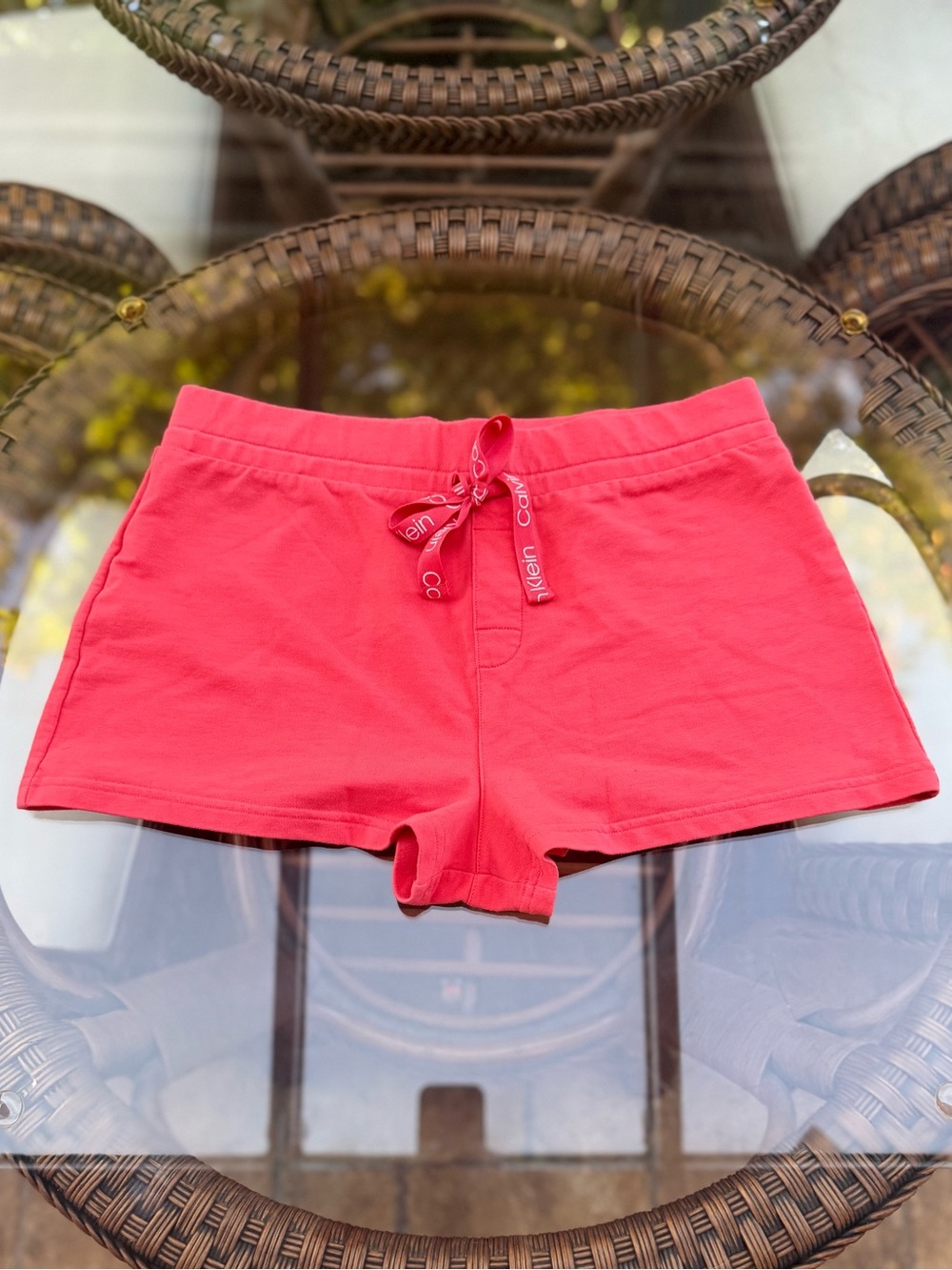Calvin Klein Coral Pink Cotton Drawstring Lounge Shorts